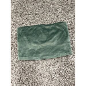 Aerie Green Velvet Tube Top Sleeveless Casual‎ Cropped XS